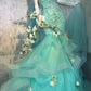 Blue gorgeous exquisite beaded long satin ball gown evening dress party dress gh4502