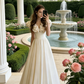 Ivory Ruffle Puff Sleeve Ball Gown - Elegant Gown for Light Evening Events gh6961