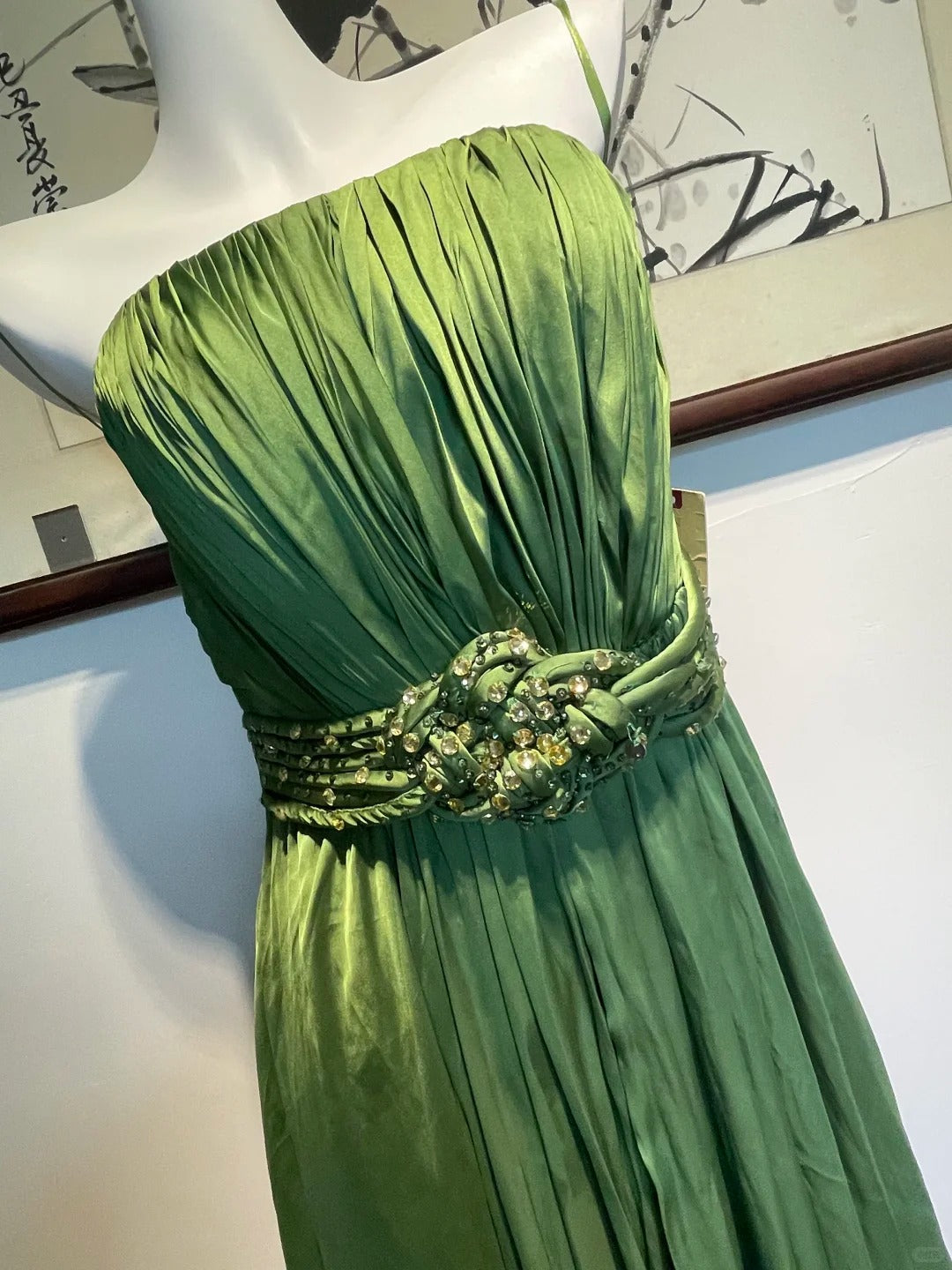 Grün elegante mode lange satin Ballkleider abendkleid geburtstag party kleid gh4945