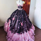 Girlhomeshops-Pink Floral Lace Tulle Floor-Length Ball Gown gh5302