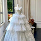 Girlhomeshops - Robe de mariée longue et élégante en plumes de fée, blanche et perlée, gh5445