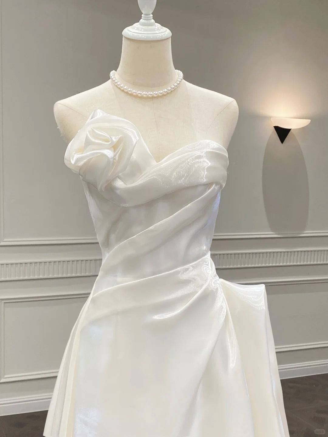 Girlhomeshops – Satin-Brautkleid, weißes Tube-Top, langes Brautkleid, Ballkleid, gh5442