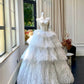 Girlhomeshops - Robe de mariée longue et élégante en plumes de fée, blanche et perlée, gh5445