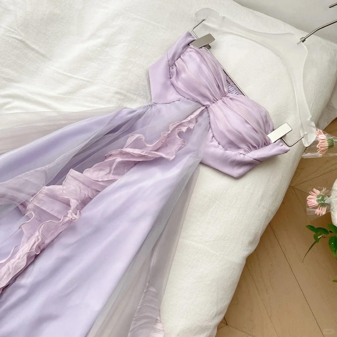 Lila Fee kurzes/langes Homecoming-Kleid Partykleid Geburtstagskleid gh4562