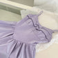 Robe de soirée courte en satin avec nœud violet, robe de bal, robe de fête d'anniversaire, gh4559