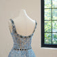 Hellblau wunderschöne exquisite Perlen glänzend Nische kurzes Heimkehrkleid Geburtstag Cocktailpartykleid gh4307
