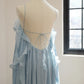 Girlhomeshops - Robe de soirée longue en mousseline de soie à fleurs bleues, dos nu, robe d'invité de mariage gh5063