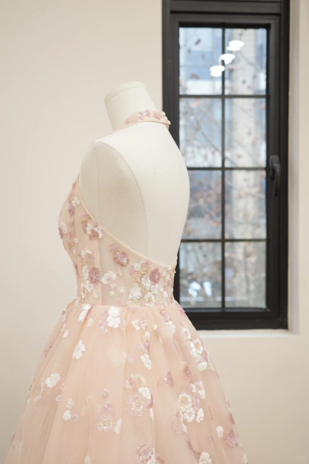 Girlhomeshops - Robe de soirée longue en tulle à paillettes et motif floral rose, robe de bal, robe d'anniversaire, gh5071