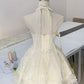 Elfenbeinweiß Süßes Elegantes Nettes Kurzes Spitzen-Chiffon-Heimkehrkleid Ballkleid Abendkleid Partykleid gh4187