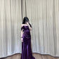 Purple Beautiful Elegant Satin Long Slim Floor Length Ball Gown Evening Dress Prom Dress gh4203