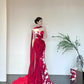 Red Elegant Delicate Floral Fashion Elegant Long Satin Tulle Mermaid Slim Fit Floor Length Trailing Ball Gown Evening Gown Prom Gown gh3733
