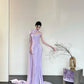 Romantic Purple Elegant Fashionable Elegant Long Satin Mermaid Slim Floor Length Train Ball Gown Evening Dress Prom Dress gh3734