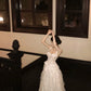 girlhomeshops-Sweet White Lace Strappy Gown, Tiered dress Design Overflows with Romantic Atmosphere gh5901