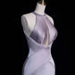 Lila Elegantes Langes Bodenlanges Satin Ballkleid Abendkleid Partykleid gh4293