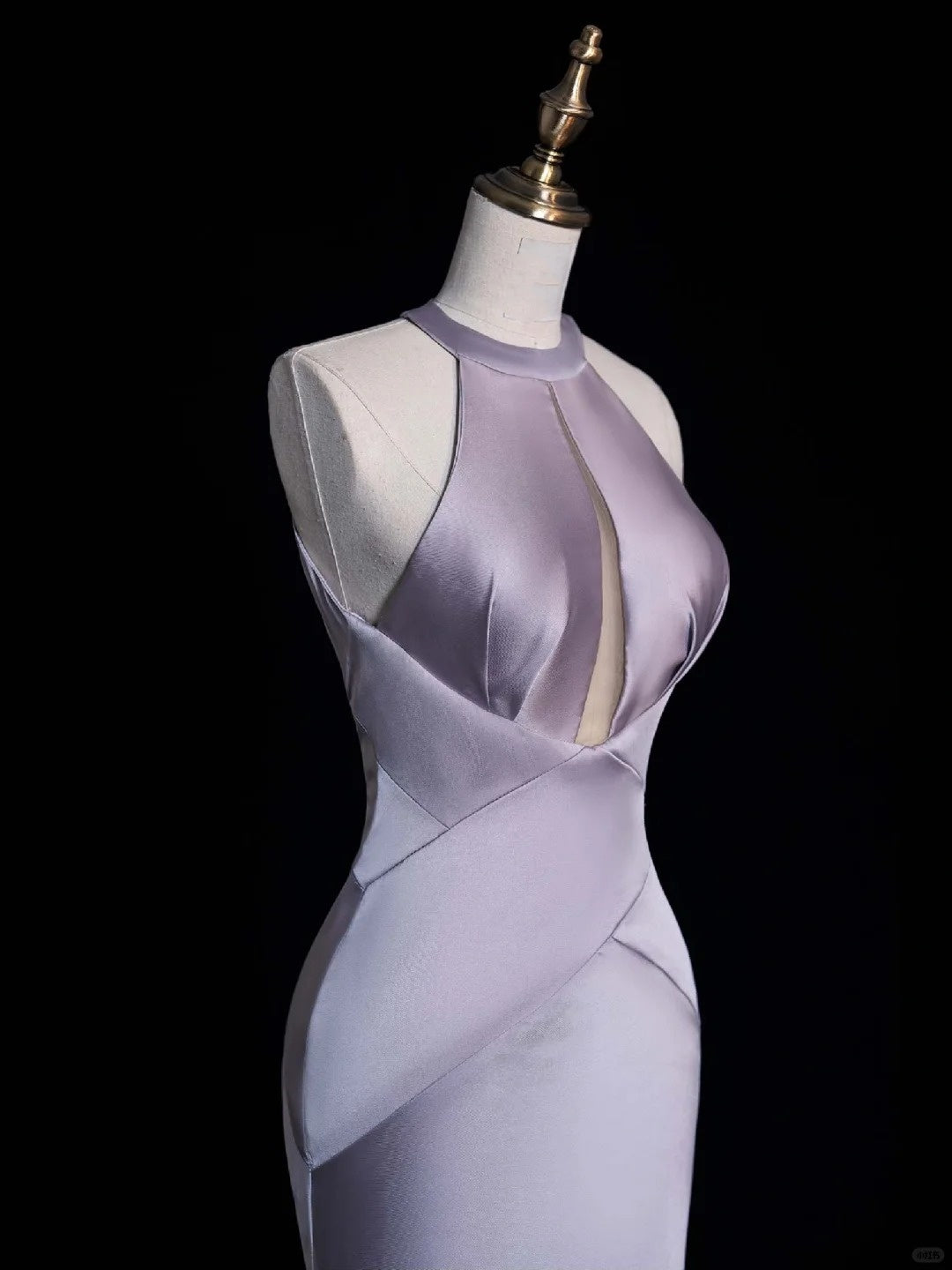 Lila Elegantes Langes Bodenlanges Satin Ballkleid Abendkleid Partykleid gh4293