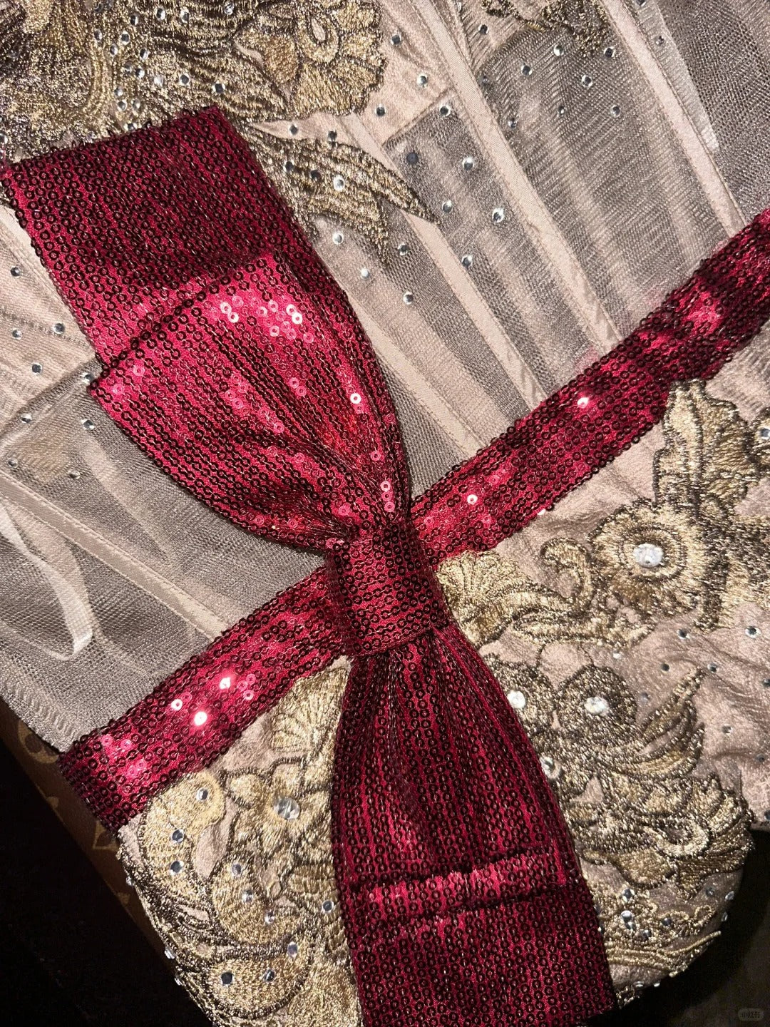 Champagner Perlen Pailletten Langes Tüll Ballkleid Abendkleid gh4424
