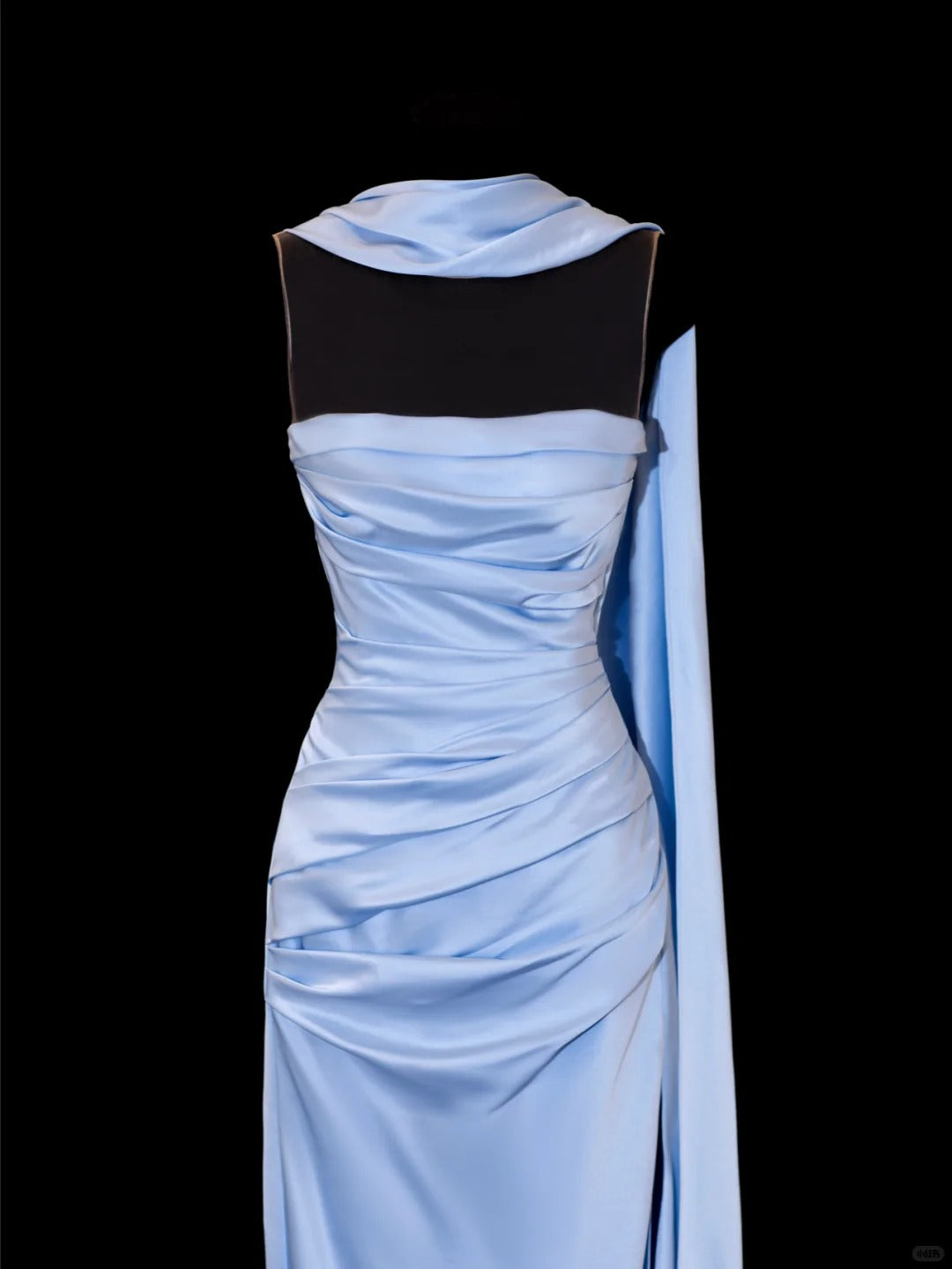 Girlhomeshops - Robe de soirée longue en satin bleu à perles exquises, robe de bal, robe de soirée, gh5379