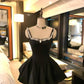 Girlhomeshops-Schwarzes kurzes Satin-Prinzessinnen-Heimkehrkleid, Geburtstagspartykleid, Kleid für die achte Klasse, gh5298