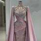 Girlhomeshops - Robe de soirée longue en satin rose, luxueuse et magnifique, ornée de perles et de strass (gh5017)