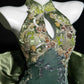 Green Elegant Exquisite Beaded Sequined Long Satin Mermaid Cheongsam Ball Gown Evening Gown Wedding Gown Party Dress gh4132