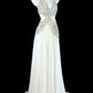 White exquisite pearl embellishment long chiffon evening gown gh6756