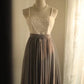Graues Vintage-Heimkehrkleid aus Spitze, kurzes Chiffon-Ballkleid, gh4497