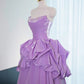 Lila Violett Prinzessin Langes Bodenlanges Satin Ballkleid Abendkleid gh4549