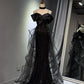 Girlhomeshops - Robe de soirée longue noire brillante et élégante en tulle pailleté, robe de bal, robe de remise de diplôme, gh5107