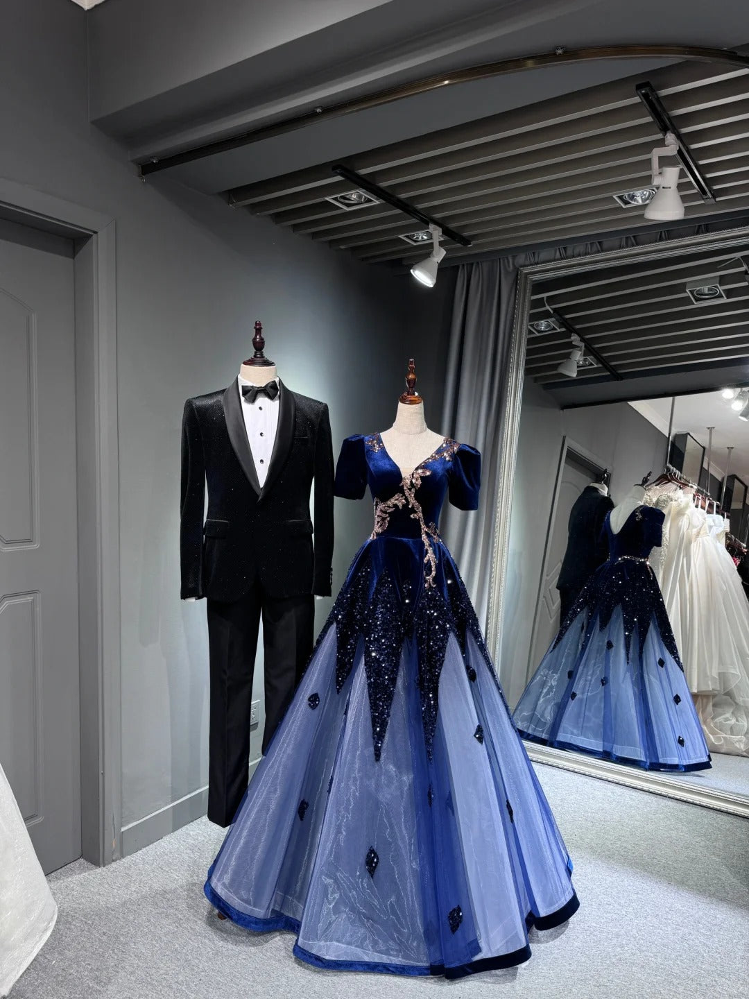 Girlhomeshops - Robe de soirée longue en tulle pailleté bleu brillant, robe de remise de diplôme, gh5110