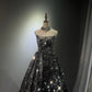 Girlhomeshops – Langes, schimmerndes Ballkleid aus Tüll mit Pailletten und schwarzem Silberverlauf, gh5109