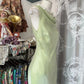 Girlhomeshops-Green simple elegant long satin birthday dress party dress gh5179