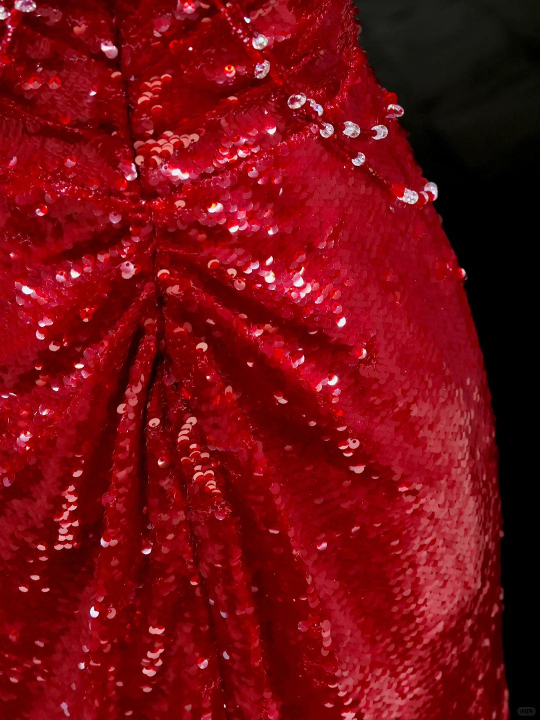 Girlhomeshops - Robe de soirée longue rouge sexy à bretelles et paillettes, élégante, gh5123