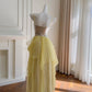 Yellow Silver FuturisticFlowing Long Chiffon Ball Gown Party Dress gh4404