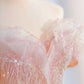 Pink gorgeous shiny dreamy elegant fashion exquisite beaded long floor-length trailing tulle ball gown evening dress gh4000