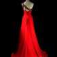 girlhomeshops-Glamouröses, glänzendes, rotes Ballkleid mit einer Schulter und Kristallen, gh5849