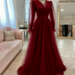 Robe de soirée longue en tulle rose de haute qualité, simple et élégante, à manches longues, robe de bal, robe de mariée, robe d'invitée, robe de gala Gh2215