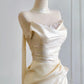 Girlhomeshops--✨Cremegelbes langes Satin-Ballkleid gh5480