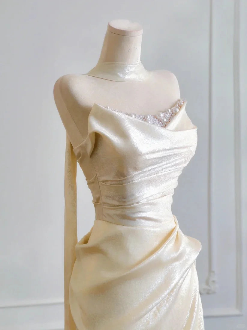 Girlhomeshops--✨Cremegelbes langes Satin-Ballkleid gh5480