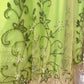 Robe de soirée longue en satin et tulle, style vintage, verte, exquise, perlée, motif floral, gh4433
