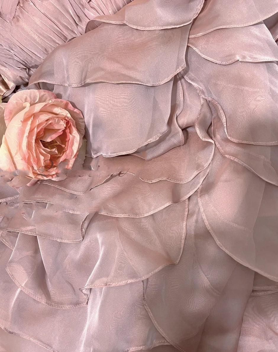 Lila Blumen Elegante Lange Chiffon Ballkleid Abendkleid Partykleid Brautjungfernkleider gh4463