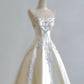 Girlhomeshops--White exquisite beaded long satin prom wedding dress gh5482