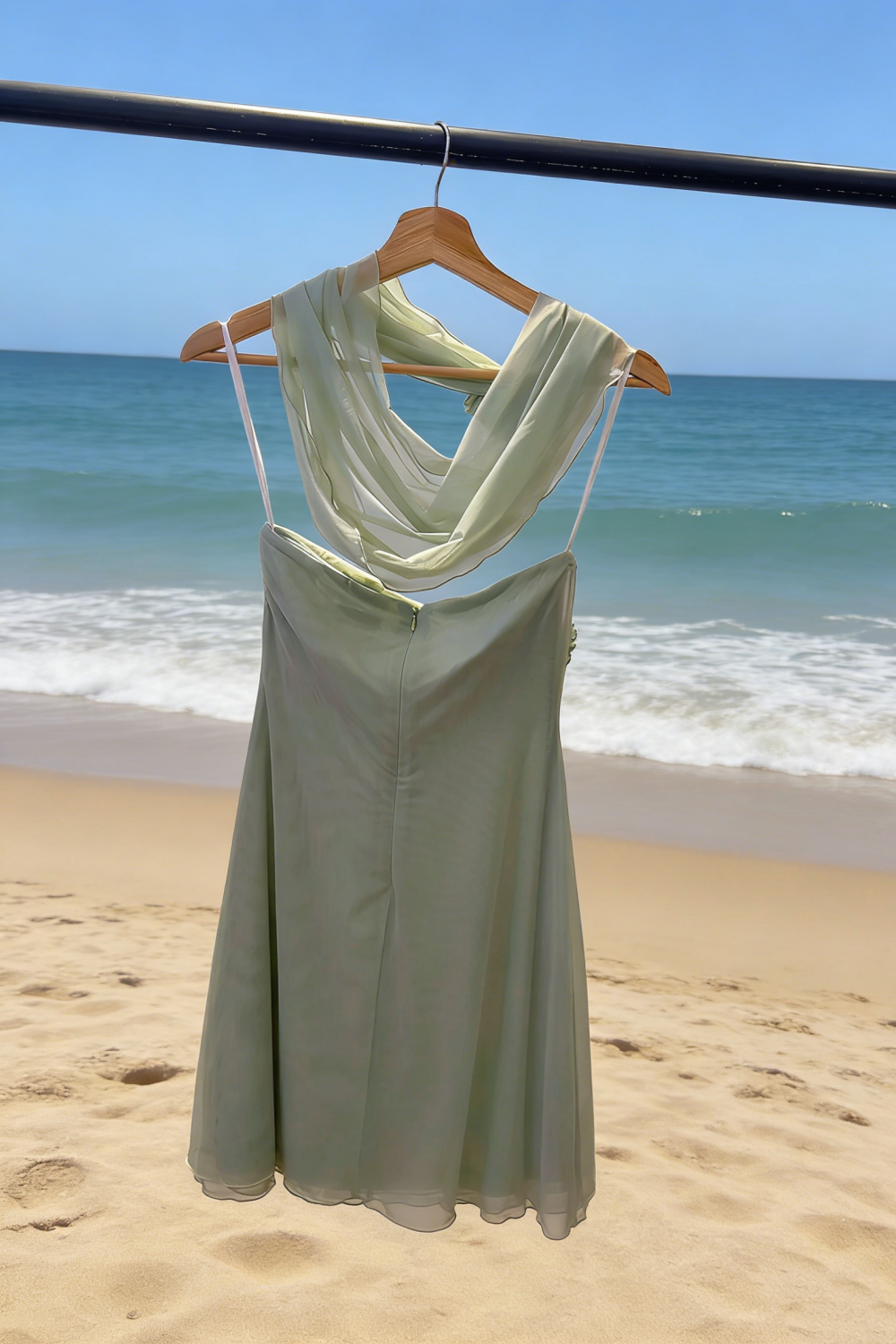 Mint Green 3D Flower A-Line Mini Dress - Spring Fresh Style Gown gh6965
