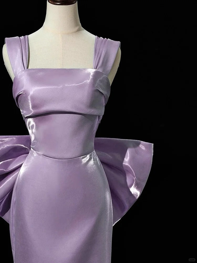Girlhomeshops-Lila Kleid Elegantes Kleid Satinkleid Langes Kleid Formales Ballkleid Ballkleid Anmutiges Kleid gh5308