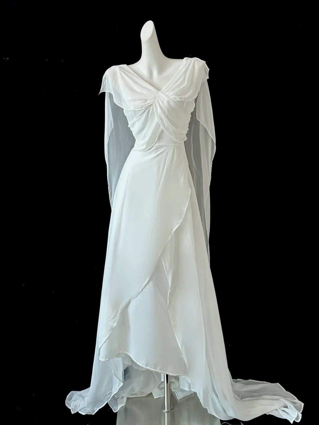 Robe de soirée longue en mousseline de soie, tenue de bal, de soirée, de fée blanche, gh4842