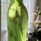 Grün wunderschöne Mode eine Schulter elegante Vintage exquisite Perlen lange Chiffon Ballkleid Abendkleid Geburtstag Party Kleid Ballkleid gh3951
