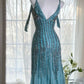 Green Luxury Gorgeous Retro Fashion Exquisite Tassel Beaded Mid-Length Chiffon Ball Gown Birthday Party Dress Evening Dress Prom Dress gh3973
