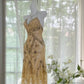 Light yellow brown gorgeous and elegant vintage exquisite beaded long chiffon lace ball dress evening dress birthday party dress prom dress gh3950