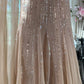Luxury Sequin Style Cross-Strap Gown | Champagne Gold Tulle Mermaid Maxi Dress for Gala Red Carpet High-End Party Luxury Social Event gh6423