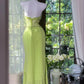 Robe longue en mousseline verte romantique féerique ornée de perles exquises, idéale pour un rendez-vous ou une soirée (gh6910)