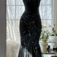 Black Shiny Luxury Gorgeous Exquisite Beaded Long Mermaid Mermaid Dress Chiffon Fairy Ball Dress Evening Dress Wedding Guest Party Dress Prom Dress Date Dress Graduation Dress gh3992